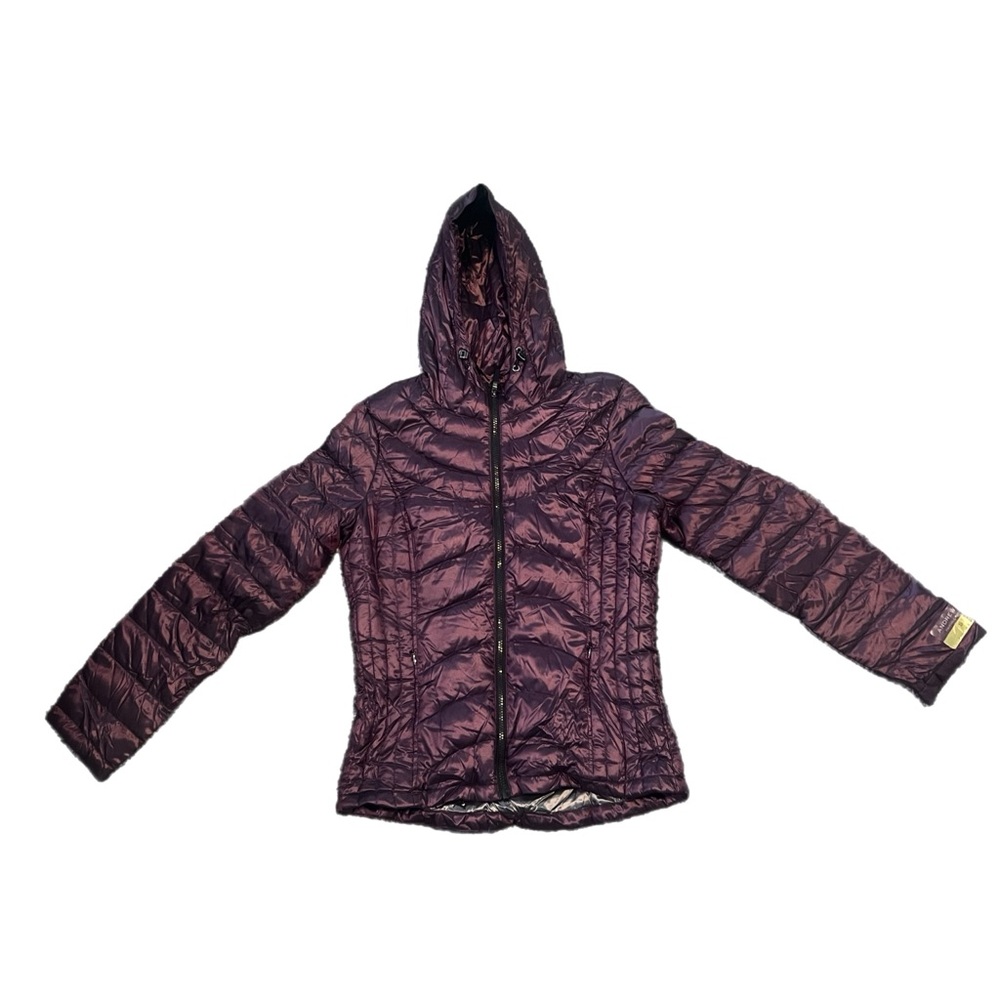 Andrew Marc Hooded Quilted Puffer Jacket - Plum